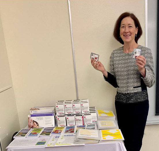 Photo of Anita Renzetti, Senior Program Coordinator for OD Free Marin, at Al Boro Center, distributing Narcan with training.
