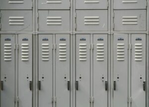 background of grey lockers