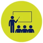 icon of a person giving a presentation to other people