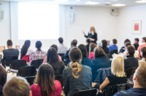 presentation in front of a large group